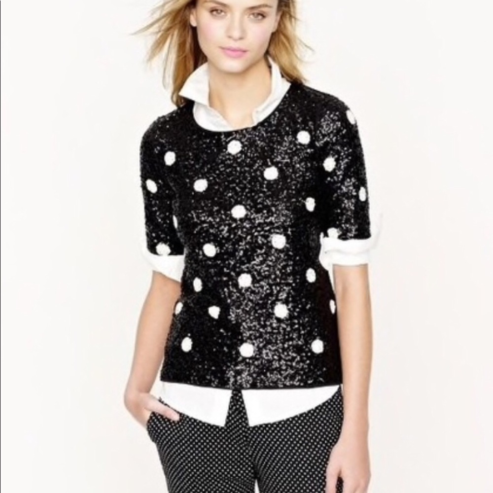 J. Crew polka dot sequins top